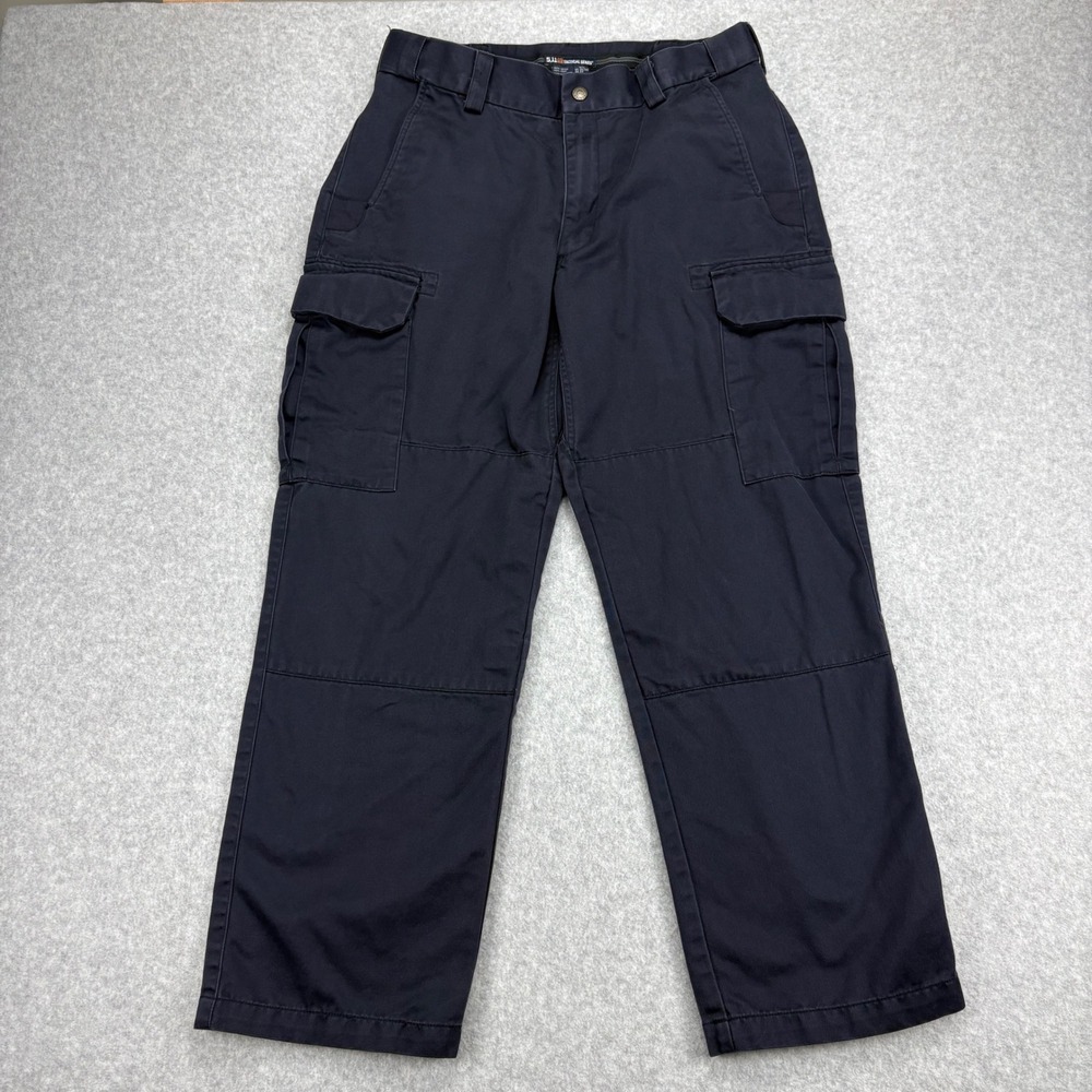5.11 Tactical Cargo Pants Mens 34x30 Black Cotton Elastic Waist Utility Workwear